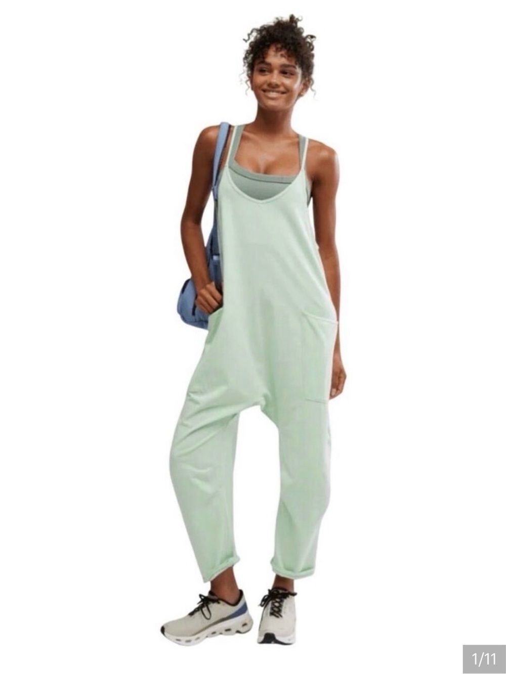 FP Movement by Free People Mint-Blue Relaxed Tank Jumpsuit